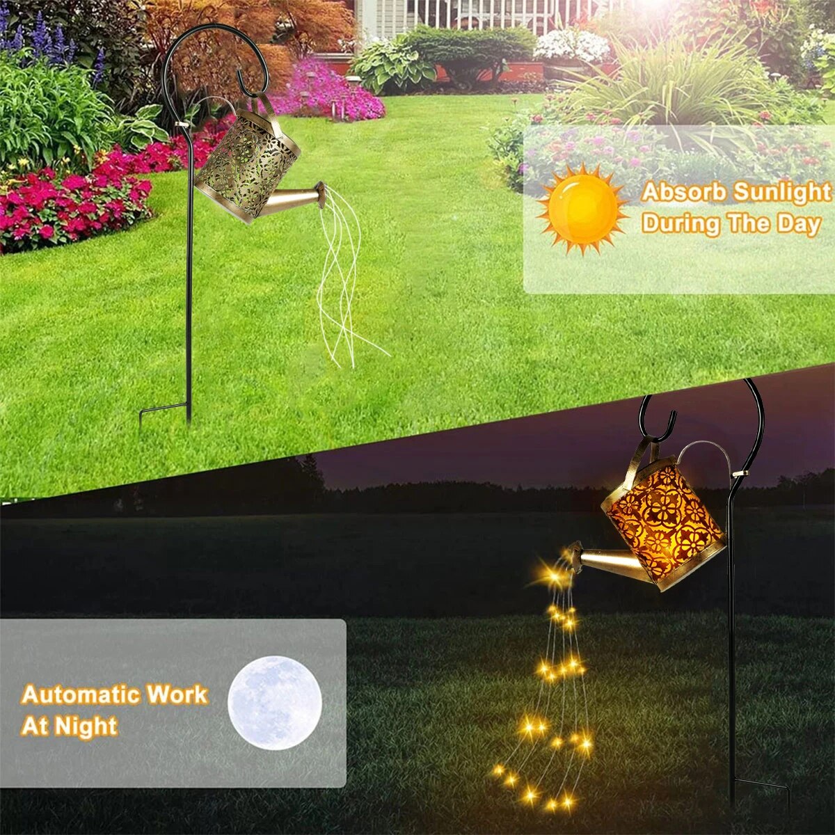 Solar Lights Garden Watering Can Light Waterproof Light